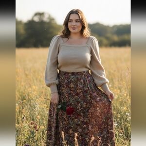 Anthropologie Tan Off-the-Shoulder Sweater